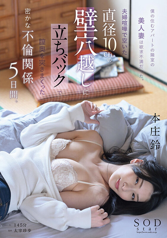 僕の住むアパートの隣室の美人妻は欲求不満だった。夫婦喧嘩で空いた直径10cmの壁穴越しに立ちバックで膣奥を突きまくった密かな不倫関係5日間。 本庄鈴のサムネイル画像