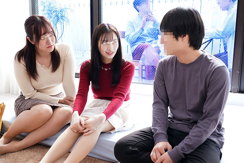 一般男女モニタリングAV マジックミラーの向こうには愛する旦那たち！巨乳ママ友2人組が初対面の童貞くんをW筆おろし！旦那よりも遥かにおっきい年下デカチ○ポに火照ってしまったご無沙汰人妻2人のチ○ポ奪いあいハーレム逆3P連続中出し！のサムネイル画像